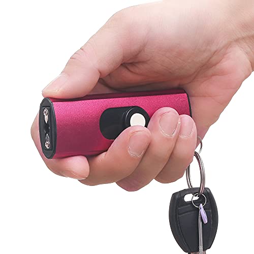 show ji 100,000 Volts Miniature Keychain Stun Gun for Women's Self-Defense, Rechargeable with LED Torch,Pink