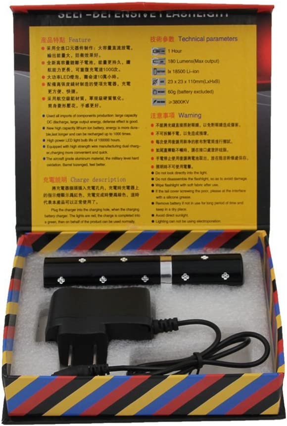 Inweie Security Electric Lipstick Stun Gun with 180-Lumen Led Flashlight-Concealed Self Defence Baton,3.8 Million volt Shock, Rechargebale, Disguised As Lipstick